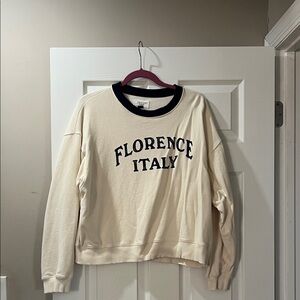 American Eagle Outfitters Cream Sweatshirt with Florence Italy Text